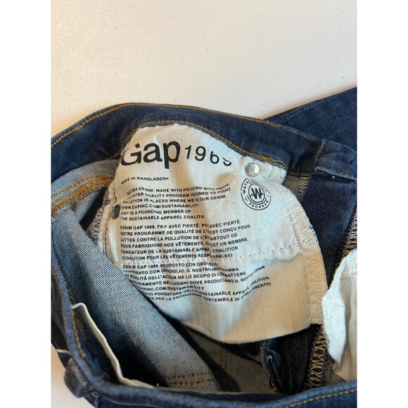 Gap 1969 Vintage True Skinny Ankle Jeans Stretch Mid Rise Dark Blue Size 28R - Picture 8 of 9
